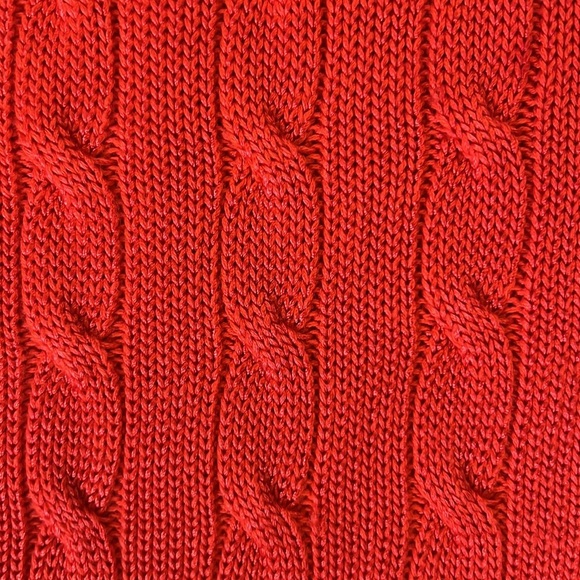 Lauren Ralph Lauren Wide Neck Cozy Red Cable Knit Sweater Silky Cotton Blend XL - Picture 4 of 14